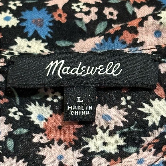 Madewell Pink and Blue Floral Women’s Cotton Top with Ruffles - Size Large - Picture 6 of 7